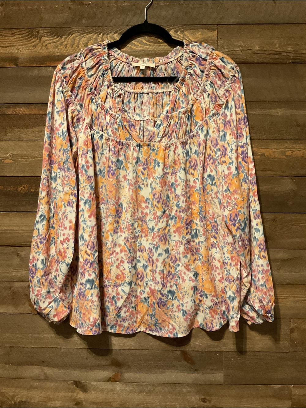 Entro Long Sleeve Peasant Blouse Beautiful Watercolor Palette Women’s Large